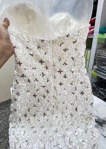 Sparkling White Strapless Mini Dress
