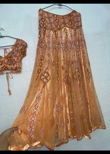 Elegant Orange Embroidered Lehenga Choli Set
