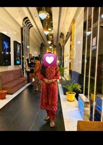 Stylish Red &amp; Yellow Printed Kurta Set