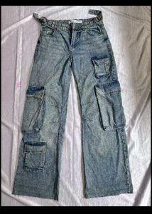 Vintage Wash Cargo Jeans