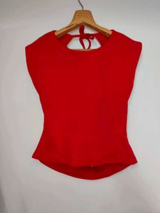 shein red backless crop top