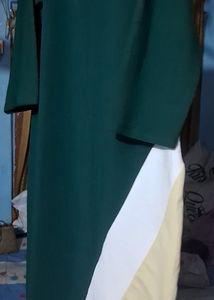 Green & White Modest Dress