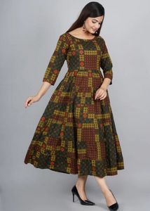 Patterned Fit & Flare Midi Dress / Kurti