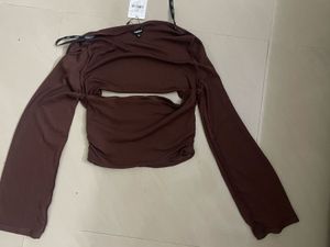 Brand New Brown tube top with long sleeves