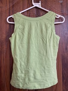 Light Green Sleeveless Top with Flower Detail