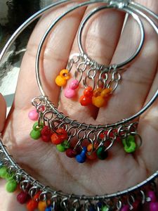 Boho Hoop Earrings with Colorful Beads
