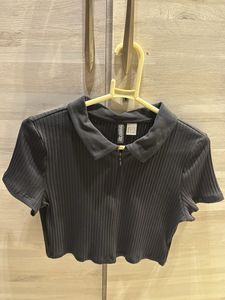 Ribbed Crop Top with Zipper