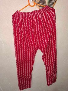 Red Printed plazo & skin color pant