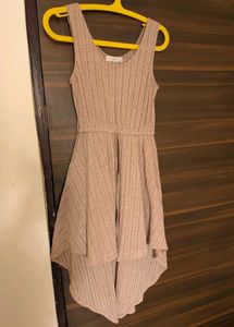 thrifted korean beige ribbed dress