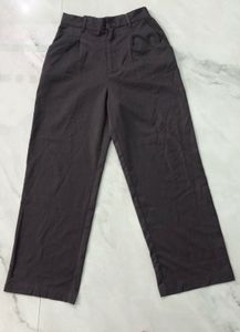 Stylish Dark Grey Wide-Leg Korean Trousers