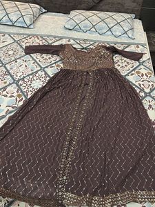 Anarkali kurta set with plazoo and dupatta