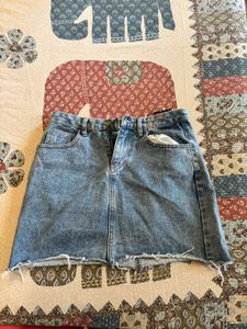 Distressed Denim Mini Skirt