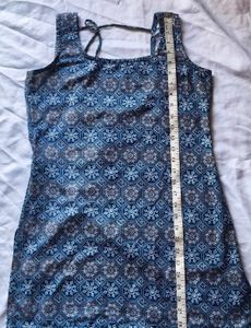 Blue Geometric Print Mini kurta