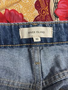 blue ripped denims short