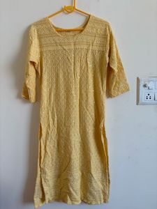 Beautiful Yellow Chikankari Kurta