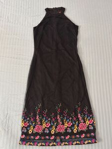 Zink London Sheer Embroidered Halter Neck Dress