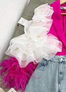 Sheer Ruffle White Top