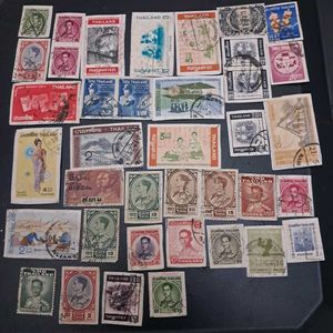 1940-60s Collection of 38 Thailand Stamps