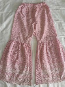 Pink Chikankari 3 pcs Kurta Set with Palazzo