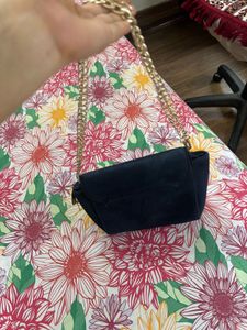 Embroidered Navy Blue Crossbody Bag