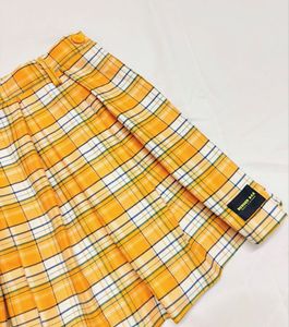 Yellow Plaid Pleated Skirt