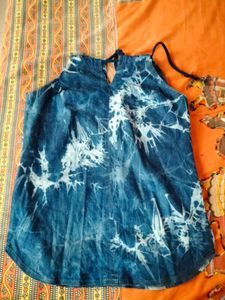 Blue Tie-Dye Sleeveless Top