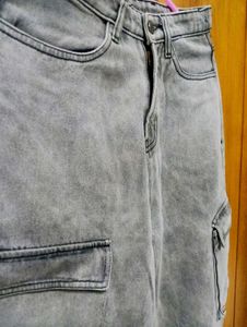 NEWME Grey Cargo Wide leg Jeans