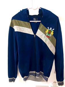 Men's Blue Striped Zip-Up Hoodie