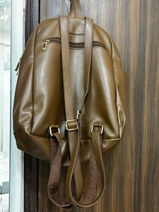 Brown Faux Leather Backpack - Size M