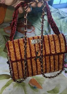 Handmade Velvet Stripe Clutch