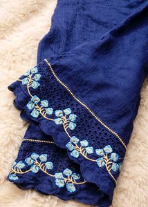 Elegant Blue Kurta with Floral Embroidery