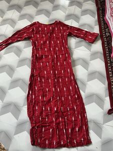 Red Ikkat Print Kurta buy1get1