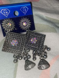 Antique Silver Jhumka Earrings