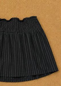 Black Crinkle Stripe Mini Skirt