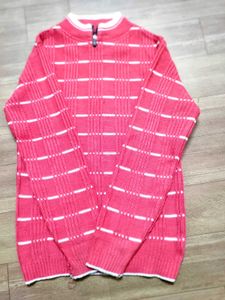 Pinkish Red Checked Pullover Sweater