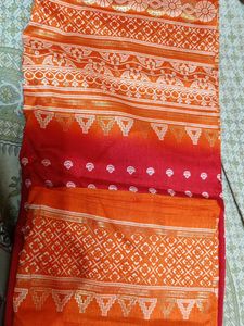 Beautiful Orange &amp; Red and golden Saree
