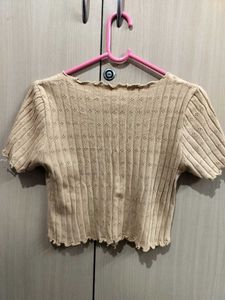 Chic Knit Button-Up Cropped Top