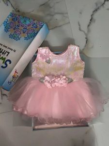 Adorable Baby Girl's Pink Sequin Party Dress
