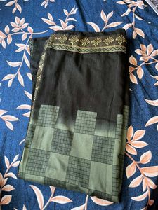 Elegant Black Saree with flar hand  Blouse