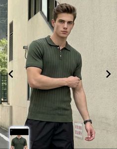Men's Green Knit Polo Shirt