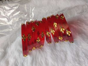 Red & Gold Leaf Design Bangles
