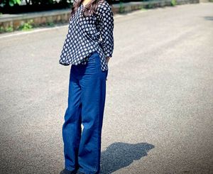 Stylish Blue Leaf Print Kurta