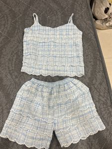 Cute Plaid Ruffle Set - Top & Shorts