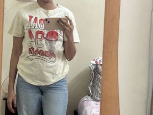 Cream Graphic Print T-Shirt