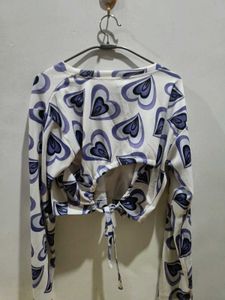 Cute Cropped Heart Print Top
