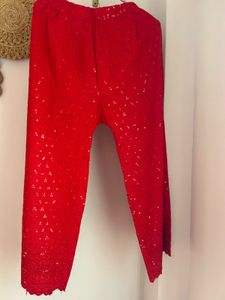 Red Chikankari Plazzo