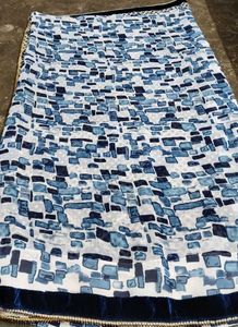 Elegant Blue &amp; White Saree