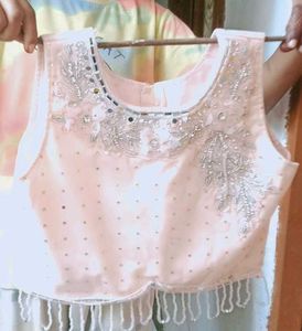 Blush Pink Embellished Lehenga and top for girls