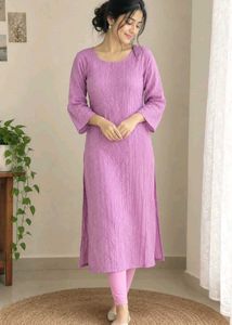 Women's Lavender Textured Kurta