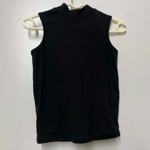 Sleeveless Mock Neck Black Top